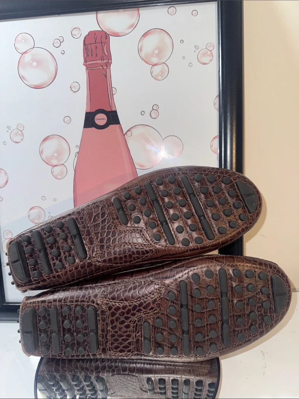 Cole Haan Men’s Brown Croc-Embossed Leather Driving Loafers - Size 11M